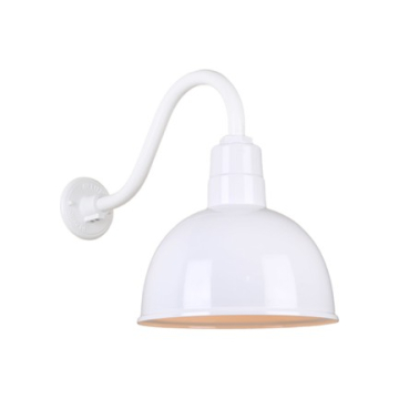 Hi-Lite 10" Deep Bowl Shade Gooseneck - 16" Small Loop Arm - 120V - White