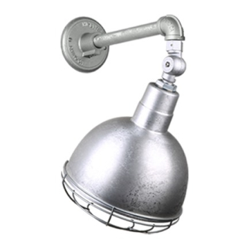 Hi-Lite 12" Deep Bowl Shade Gooseneck with Swivel Shade and Wireguard - 11.5" Straight Arm - 120V - Galvanized Steel
