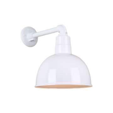 Hi-Lite 10" Deep Bowl Shade Gooseneck - 11.5" Straight Arm - 120V - White