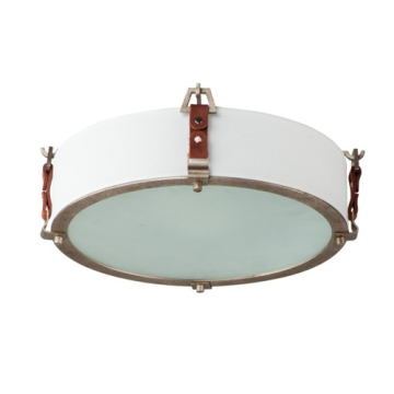 Maxim Lighting Sausalito 3-Light Flush Mount - 120V - Weathered Zinc / Brown Suede