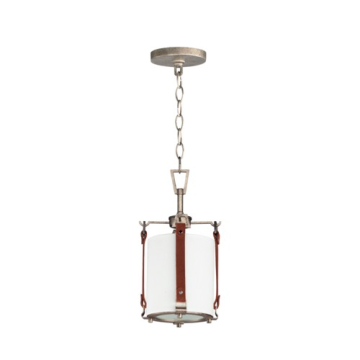 Maxim Lighting Sausalito 1-Light Small Pendant - 120V - Weathered Zinc / Brown Suede
