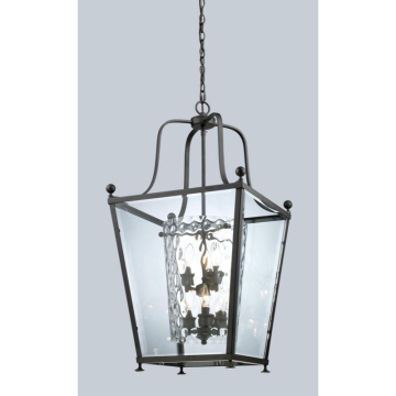 Z-Lite Ashbury 6-Light Chandelier - 120V - Bronze / Clear Beveled Outside / Clear Hammered Inside