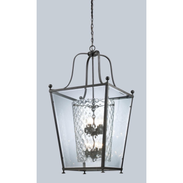 Z-Lite Ashbury 8-Light Chandelier - 120V - Bronze / Clear Beveled Outside / Clear Hammered Inside