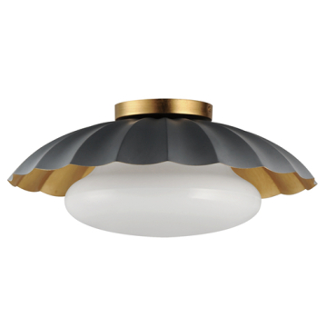 Maxim Lighting Primrose 1-Light Flush Mount - 120V - Dark Grey / Gold Leaf
