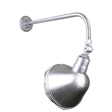 Hi-Lite 12" Angle Shade Gooseneck with Swivel Shade and Wireguard - 24" Curve Arm - 120V - Galvanized Steel