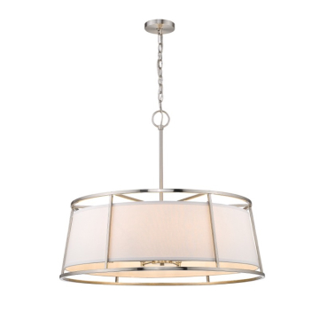 Z-Lite Lenyx Pendant 32" 8-Light Chandelier - 120V - Brushed Nickel / White