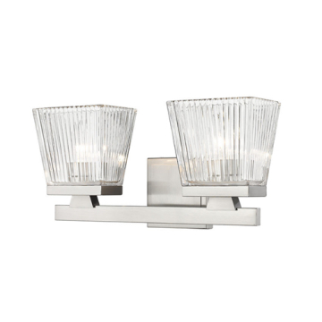 Z-Lite Astor 2-Light Vanity - 120V - Brushed Nickel / Clear