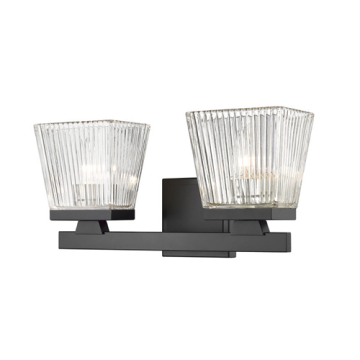 Z-Lite Astor 2-Light Vanity - 120V - Matte Black / Clear