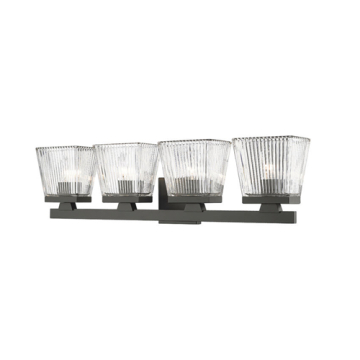 Z-Lite Astor 4-Light Vanity - 120V - Matte Black / Clear