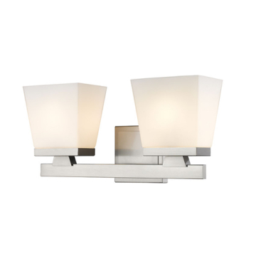 Z-Lite Astor 2-Light Vanity - 120V - Brushed Nickel / Etched Opal