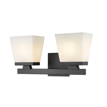 Z-Lite Astor 2-Light Vanity - 120V - Matte Black / Etched Opal