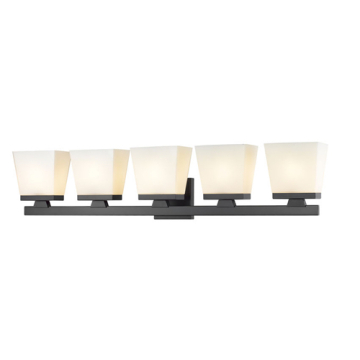 Z-Lite Astor 5-Light Vanity - 120V - Matte Black / Etched Opal