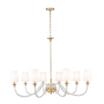 Z-Lite Katerina 46" 8-Light Chandelier - 120V - Rubbed Brass / White