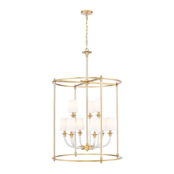 Z-Lite Katerina 28" 9-Light Chandelier - 120V - Rubbed Brass / White
