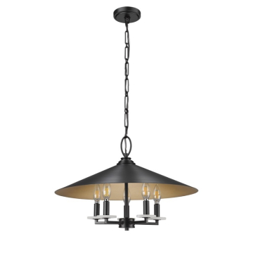 Z-Lite Rialto 22" 5-Light Pendant - 120V - Matte Black / Rubbed Brass