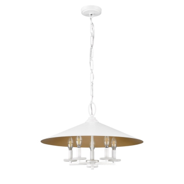 Z-Lite Rialto 22" 5-Light Pendant - 120V - Matte White / Rubbed Brass
