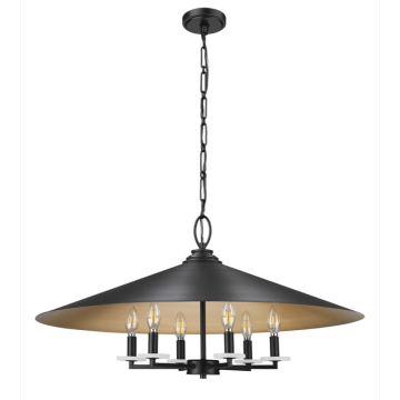 Z-Lite Rialto 32" 6-Light Pendant - 120V - Matte Black / Rubbed Brass