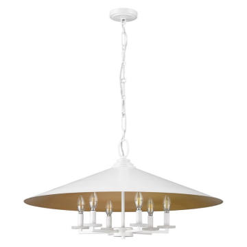 Z-Lite Rialto 32" 6-Light Pendant - 120V - Matte White / Rubbed Brass