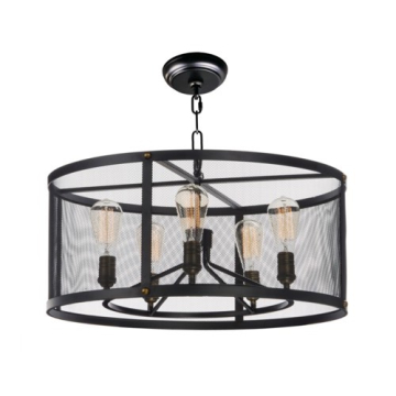 Maxim Lighting Palladium 5-Light Chandelier - 120V - Black / Natural Aged Brass