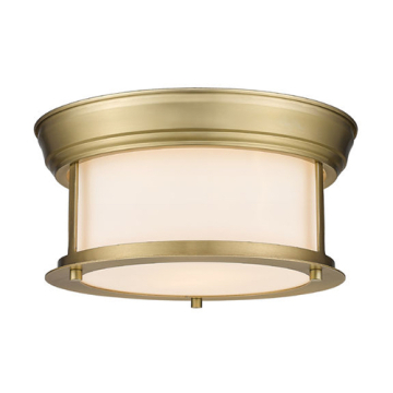 Z-Lite Sonna 11" 2-Light Flush Mount - 120V - Heritage Brass / Matte Opal