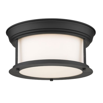 Z-Lite Sonna 11" 2-Light Flush Mount - 120V - Matte Black / Matte Opal