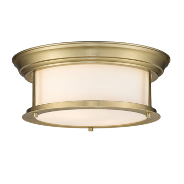 Z-Lite Sonna 14" 2-Light Flush Mount - 120V - Heritage Brass / Matte Opal