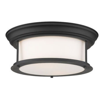 Z-Lite Sonna 14" 2-Light Flush Mount - 120V - Matte Black / Matte Opal