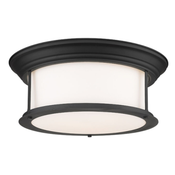 Z-Lite Sonna 16" 3-Light Flush Mount - 120V - Matte Black / Matte Opal