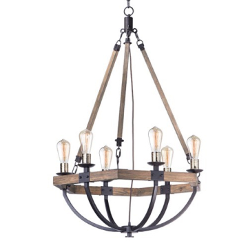 Maxim Lighting Lodge 6-Light Chandelier - 120V - Weathered Oak / Bronze