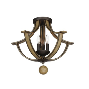 Maxim Lighting Basque 3-Light Semi-Flush Mount - 120V - Driftwood / Anthracite