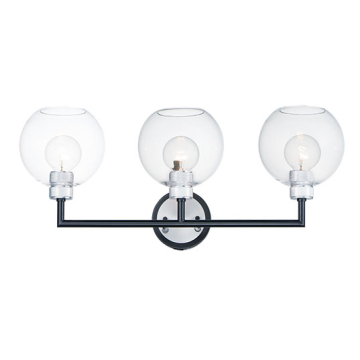 Maxim Lighting Vessel 3-Light Bath Vanity Light - 120V - Black / Brushed Aluminum