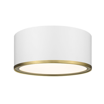 Z-Lite Arlo 2-Light Flush Mount - 120V - Matte White / Rubbed Brass