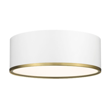Z-Lite Arlo 3-Light Flush Mount - 120V - Matte White / Rubbed Brass