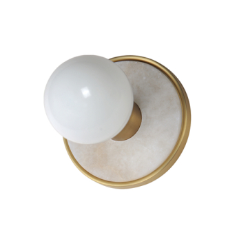 Maxim Lighting Hollywood Stone 1-Light Sconce w/ LED Bulb - 120V - White Alabaster / Natural Aged Brass