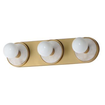 Maxim Lighting Hollywood Stone 3-Light Sconce w/ LED Bulb - 120V - White Alabaster / Natural Aged Brass