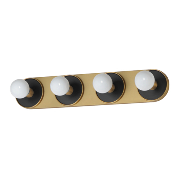 Maxim Lighting Hollywood 4-Light Sconce w/ LED Bulb - 120V - Black / Natural Aged Brass
