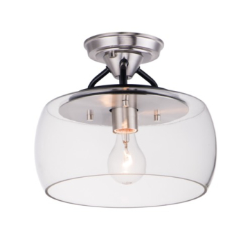 Maxim Lighting Goblet 1-Light Semi-Flush Mount - 120V - Black / Satin Nickel
