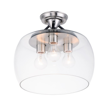 Maxim Lighting Goblet 3-Light Semi-Flush Mount - 120V - Black / Satin Nickel