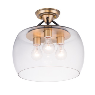 Maxim Lighting Goblet 3-Light Semi-Flush Mount - 120V - Bronze / Antique Brass