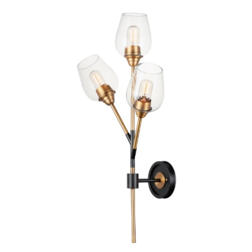 Maxim Lighting Savvy 3-Light Wall Sconce - 120V - Antique Brass / Black