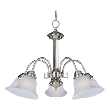 Maxim Lighting Malaga 5-Light Chandelier - Frosted Glass Shade - 120V - Satin Nickel