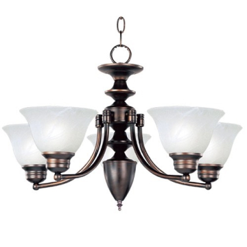 Maxim Lighting Malaga 5-Light Uplight Chandelier - Marble Glass Shade - 120V - Oil Rubbed Bronze