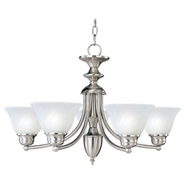 Maxim Lighting Malaga 5-Light Uplight Chandelier - Marble Glass Shade - 120V - Satin Nickel