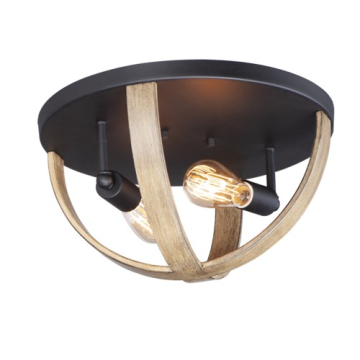 Maxim Lighting Compass 2-Light Flush Mount - 120V - Barn Wood / Black