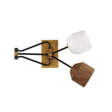 Maxim Lighting Akimbo 2-Light Swing Arm Wall Sconce - 120V - Dark Bronze / Antique Brass