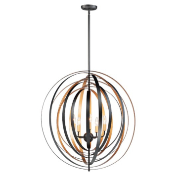 Maxim Lighting Radial 5-Light Round Pendant - 120V - Black / Gold
