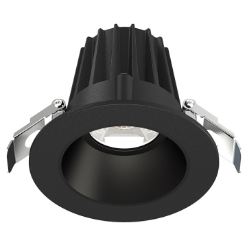 Lotus 8W 2" Round Economy Regressed LED Downlight - Black Trim / Black Smooth Reflector - CCT Selectable - 570 Lumens - 120V