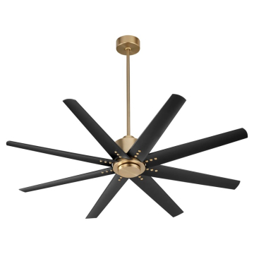 Oxygen Lighting Fleet 56" Ceiling Fan - 120V - Aged Brass / Black Blades
