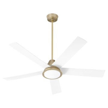 Oxygen Lighting Temple 56" LED Ceiling Fan - 3000K - 120V - Aged Brass / White Blades