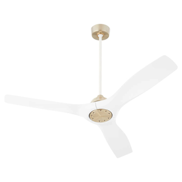 Oxygen Lighting Avalon 52" Ceiling Fan - 120V - Aged Brass / White Blades